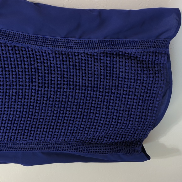 BRIXON IVY Cobalt Blue Crochet Overlay Blouse Size Medium - Picture 3 of 12
